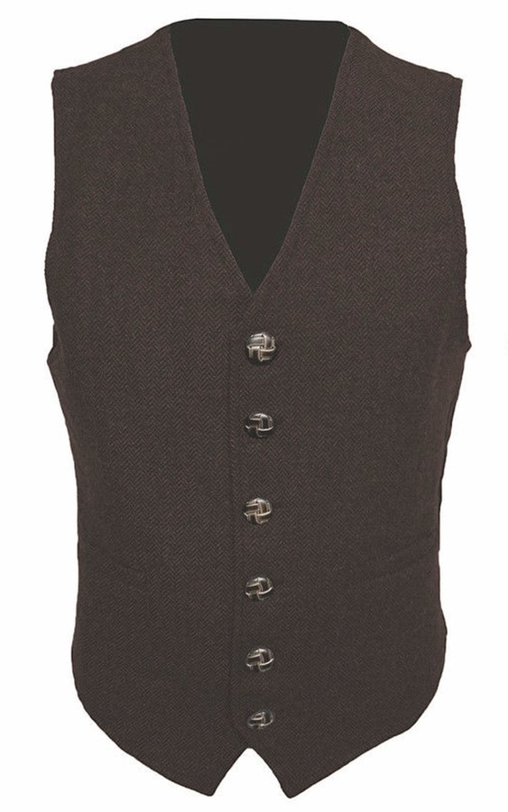 Hann Brooks Dark Brown * Mens Wool Tweed Slim Fitted Vest Waistcoat S M