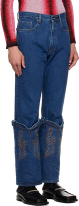 Y/Project Navy Cowboy Cuff Jeans