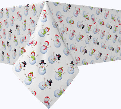 The Holiday Aisle Elleanora Rectangular Tablecloth 100% Cotton Winter Time Snowmen