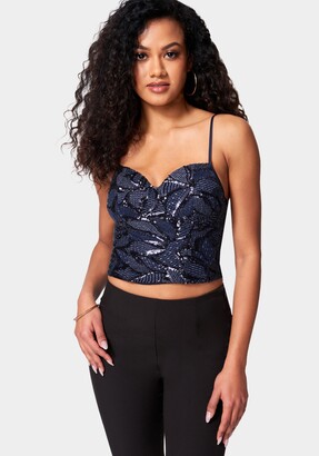 Christian Dior pre-owned blue sequin embroidered crop top