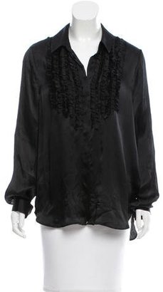 L'Agence Ruffle-Trimmed Silk Top