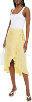 Thumbnail for your product : Samsoe & Samsoe Samsøe Φ Samsøe Ruffled Cupro-blend Satin-jacquard Midi Wrap Skirt