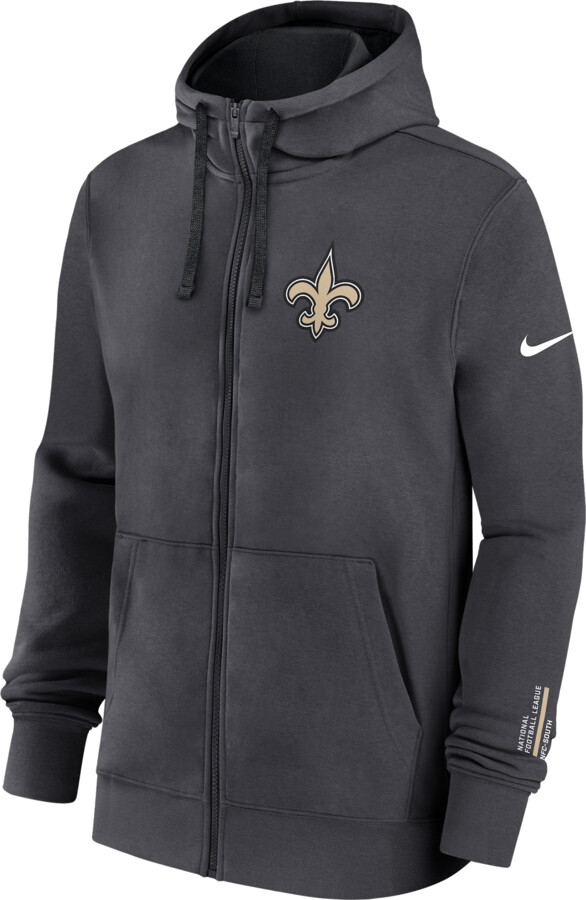 New Orleans Saints Playbook Page Club Nike Men's NFL Full-Zip Hoodie in Grey | 01NC466M7W-YYQ