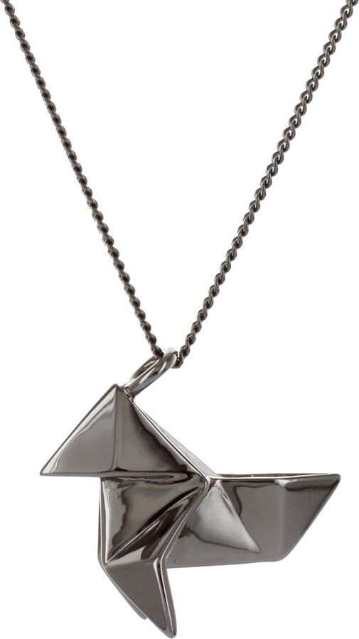 Origami Jewellery Black Cuckoo Necklace Sterling Silver Gun Metal