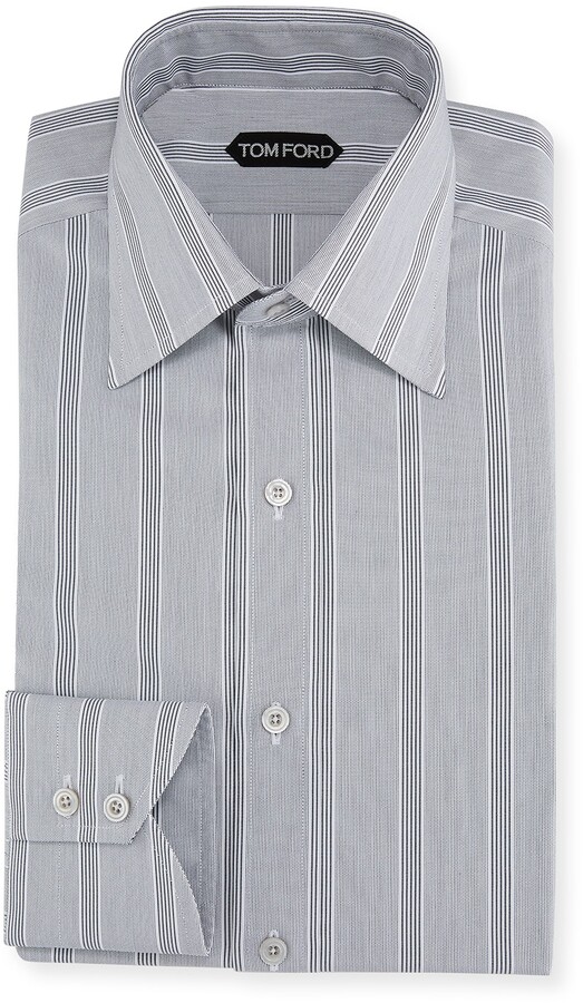 Kenneth Cole Mens Wide Stripe Button Up Shirt 