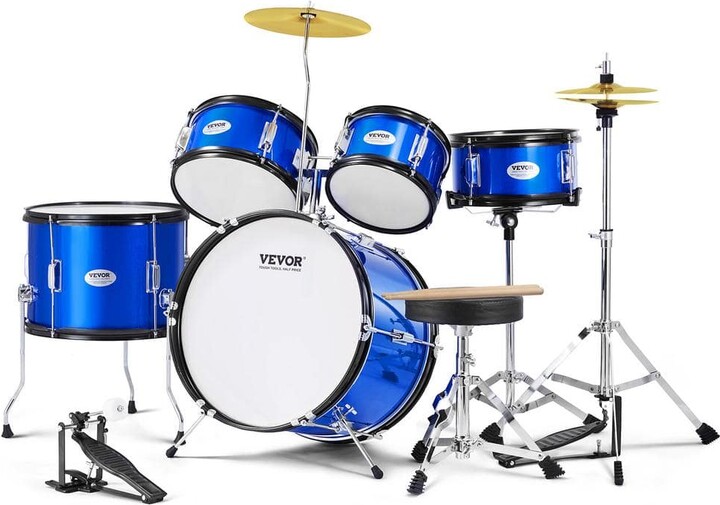 VEVOR Kids Drum Set 16 in. Beginner Full Drum Set with Bass Toms Snare Floor Drum Adjustable Throne Cymbal (5-Piece)