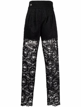 Philipp Plein High-Waisted Lace-Patterned Trousers