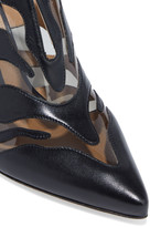 Thumbnail for your product : Sergio Rossi Pvc-trimmed Leather Mules