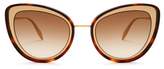 Thumbnail for your product : Alexander McQueen Cat Eye Metal Sunglasses - Womens - Brown