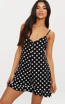 Thumbnail for your product : PrettyLittleThing Lilac Polka Dot Frill Playsuit