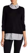 Thumbnail for your product : Susina Collared Twofer Long Sleeve Sweater (Petite)
