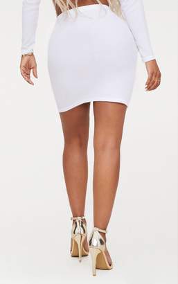 PrettyLittleThing Shape White Ribbed Bodycon Skirt