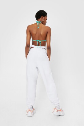 Nasty Gal Womens Cut Out Waist Oversized Joggers - White - 10