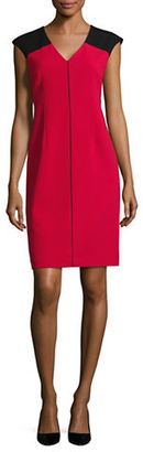 Ellen Tracy Piped and Colorblocked Sheath Dress
