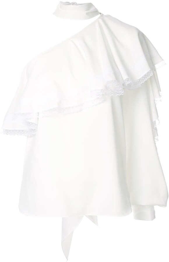 White ruffle shoulder top Clearance