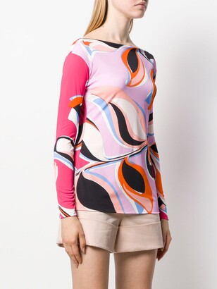 Pucci Printed Boat Neck Blouse