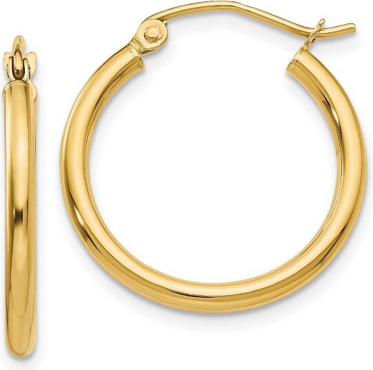 Black Bow Jewelry Co. BlackBowJewelry2mmx20mm14kYellowGoldClassicRoundHoopEarrings