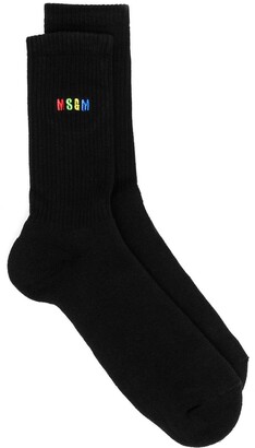 MSGM Embroidered-Logo Detail Socks