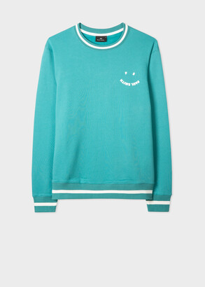 Paul Smith Men's Turquoise 'Happy' Cotton Sweatshirt