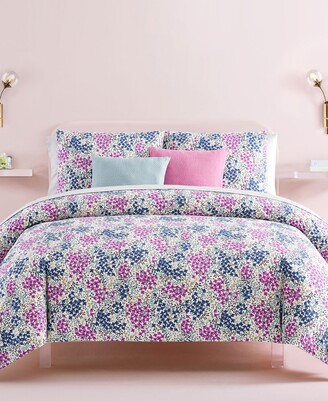 KATE SPADE Blooming Floral Pink Blue White Cotton KING SIZE