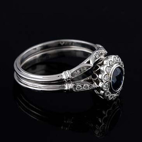 Etsy Diamond Art Deco Style Curved Matching Wedding Band 14K White Gold Platinum