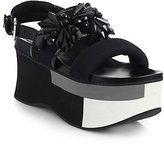 Thumbnail for your product : Marni Jeweled Mesh & Patent Leather Platform Sandals