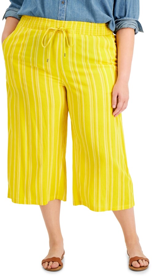 plus size yellow trousers