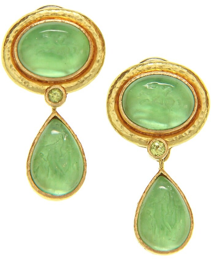 KnSam Women Rose Gold Plate Pierced Stud Earrings Green Oil Lips Crystal Rhinestone Novelty Earrings 