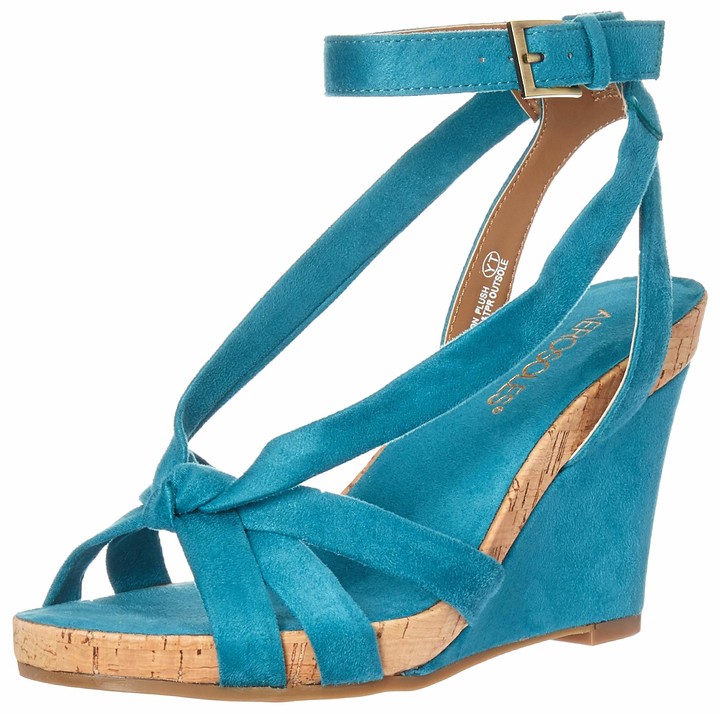 teal wedge heels