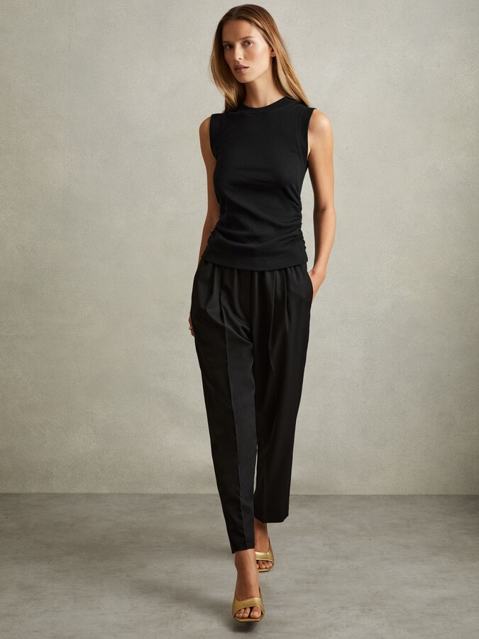 Reiss Ribbed Ruched Waist Vest