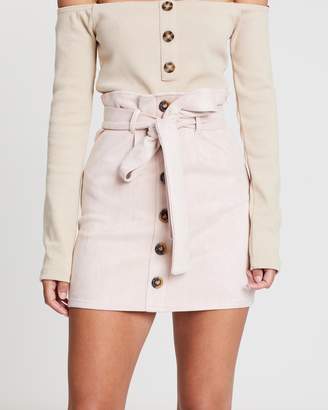 Missguided Faux Suede Paper Bag Waist Mini Skirt