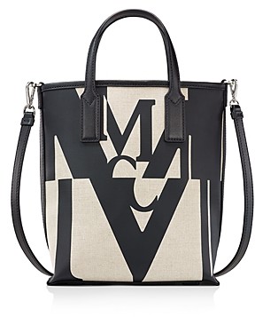 MCM Logo Glitch Mini Canvas Shopper - ShopStyle Tote Bags