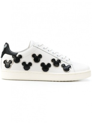 Moa Leather Sneakers With Mickey Mouse Patch