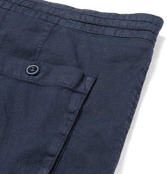 Loro Piana Slim-Fit Stretch Linen and Cotton-Blend Drawstring Trousers - Men - Navy