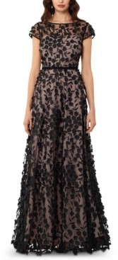 xscape petite embroidered illusion gown