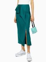 Thumbnail for your product : Topshop Draped Satin Bias Cut Skirt - Green