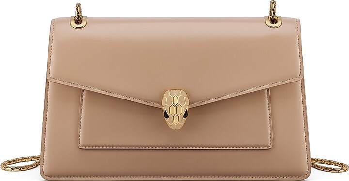 Bvlgari Women's Serpenti Forever Leather Shoulder Bag - Travertine