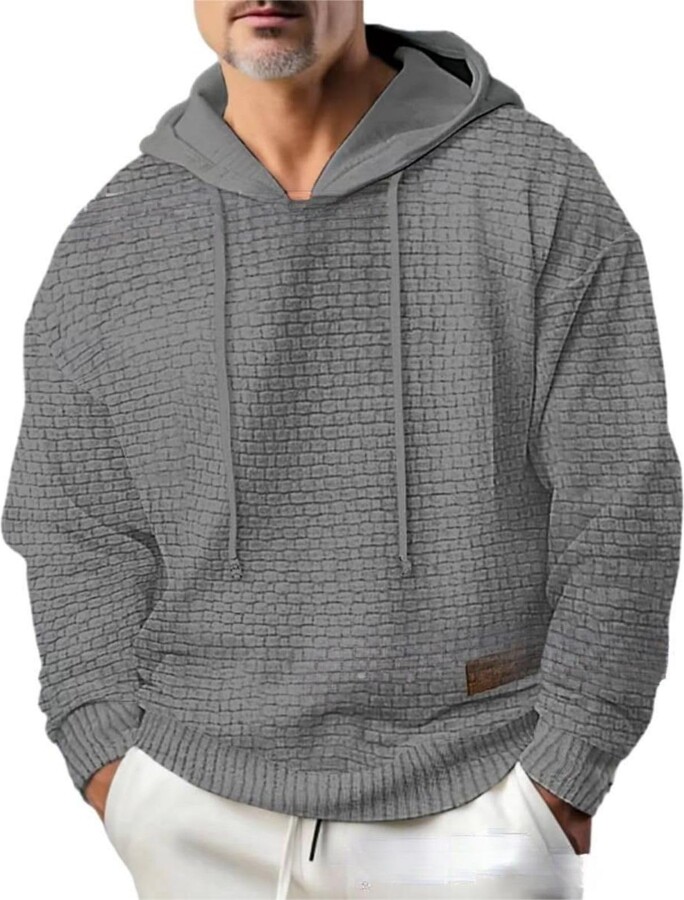 Qekoma Men's Knitted Hoodies Casual Slim Fit Long Sleeve