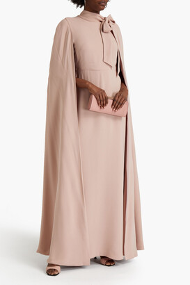 Valentino Cape-effect Bow-detailed Silk-crepe Gown