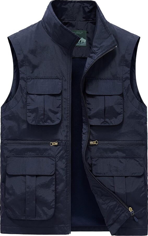 FEOYA Men's Work Vest Summer Travel Photo Vest Cargo Sleeveless Jackets
