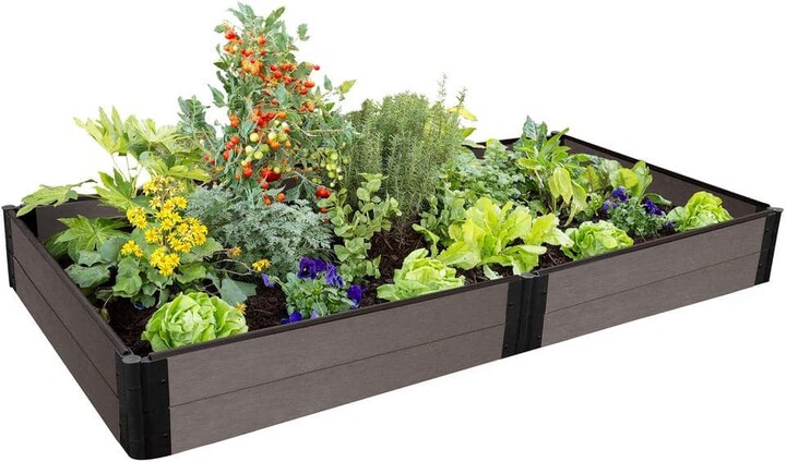 Frame It All One Inch Series 4 ft. x 8 ft. x 11 in. Weathered Wood Composite Raised Garden Bed