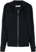 Iro - lace-up sleeve zip hooded cardigan