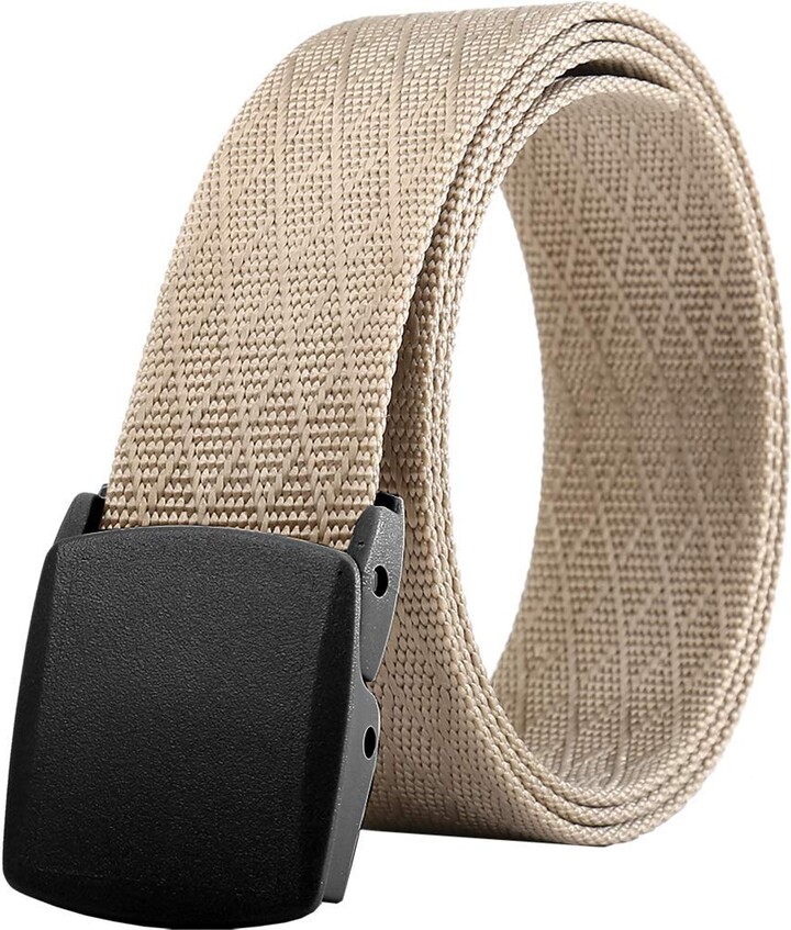LionVII Plastic Belts Men Women Canvas Web Belt No-Metal Buckle for Work  Travel (Wheat Tan) - ShopStyle