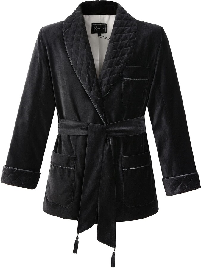 Lucasini Mens Smoking Jacket Velvet Fully Satin Lined ShopStyle