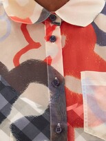Thumbnail for your product : Lee Mathews Dixie Scribble-print Silk-organza Midi Dress - Beige Multi
