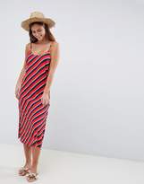 Thumbnail for your product : ASOS Design DESIGN stripe print lace up side beach dress