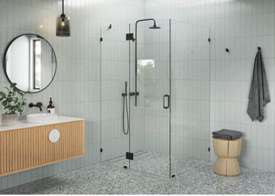 Glass Warehouse Halo 49 in. x 41 in. x 78 in. 90-degree Fully Frameless Glass Hinged Shower Enclosure