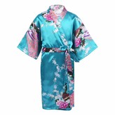 Thumbnail for your product : inhzoy Kids Girls Peacock Satin Bathrobe Nightgown Princess Pajamas Kimono Robe for Theme Party Wedding Purple 11-14 Years