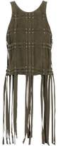 Haute Hippie Fringed Studded Faux Suede Top