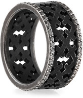 Thumbnail for your product : Katie Design Jewelry Ebonized Silver Crosses Band Ring with Diamonds